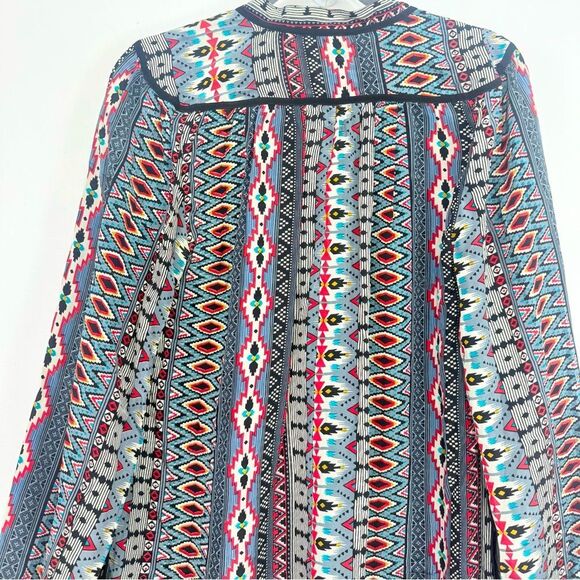 Tolani NATASHE Gray Red 100% Silk Tribal Western Ethnic Flowy Tunic Mini Dress - Picture 9 of 13
